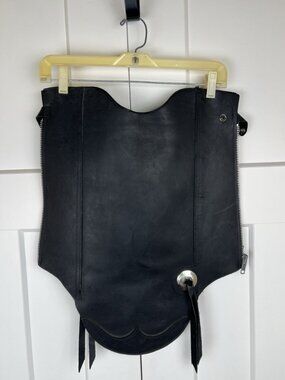 Leather Legs Motorcycle Lower Leg Protectors Black Leather Gaiters Chaps Size L